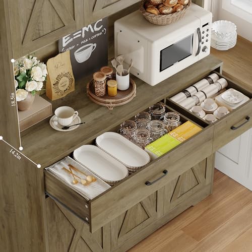 HOSTACK 71" Kitchen Pantry Storage Cabinet, Farmhouse Kitchen Hutch Cabinet - Image 6