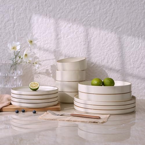 Famiware Nebula 24-Piece Stoneware Dinnerware Set with Pasta Bowls - Image 4