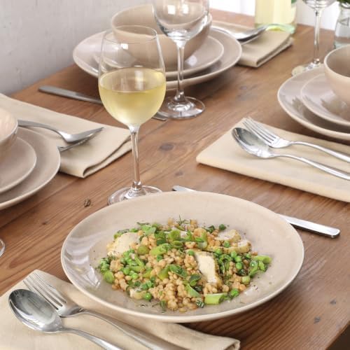 Gibson Elite Castle Peak Plates and Bowls Set, 12-Piece Dinnerware Set, Taupe Reactive Glaze Stoneware Dishes, Dinner Plates, Salad Plates & Cereal Bowls - Image 3