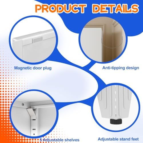 GAIOUS 75.2" Tall Metal Storage Cabinet, Kitchen Pantry Cabinet White - Image 5