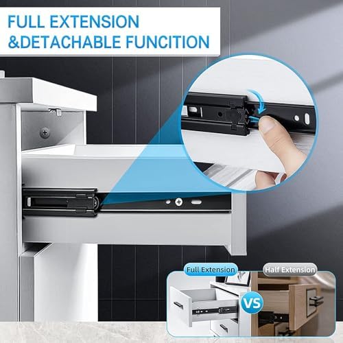 SHUHANG 10 Pair Soft Close Drawer Slides Rail 12 Inch Ball Bearing Full Extension 100 LB Capacity Heavy Duty Kitchen File Cabinet Dresser Trash Can Side Mount Glide Guide Track Black - Image 4