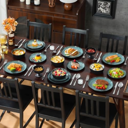 vancasso 18-Piece Gray Green Stoneware Plates and Bowls Set for 6 - Image 5