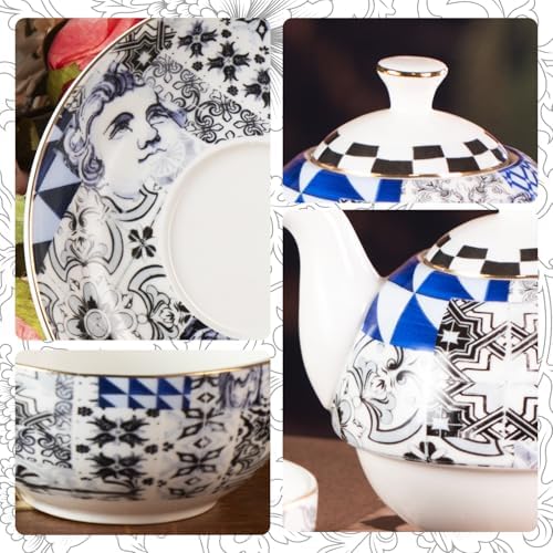 KAMMAK Tea for One Set, Ceramic Teapot, Bone China Tea Set, Cup and Saucer - Image 3