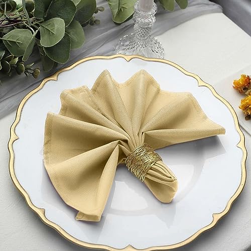 25 pcs 17-Inch Champagne Polyester Table Napkins Reusable Washable Wedding Party Dinner Linens Tableware Supplies by BalsaCircle