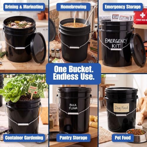 ePackageSupply 5 Gallon Bucket - Food Grade w/Lid BPA-Free,120 Pack - Black - Image 3