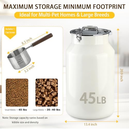 Dog-Cat Food Storage Container 45 lb, Large Stainless Steel Bin - Image 3