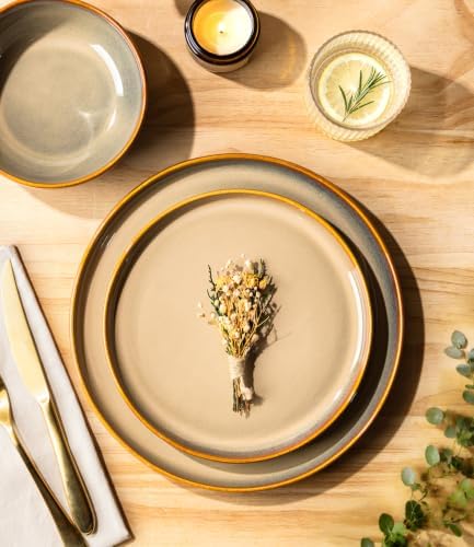 TheTerra Ceramic Dinnerware Set for 6, 18-Piece Plates and Bowls Set - Image 3
