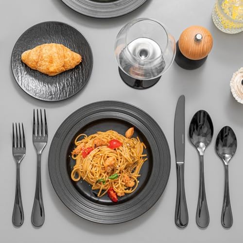 18/10 Stainless Steel Silverware Set for 12, 60 Piece Black Flatware Set - Image 2