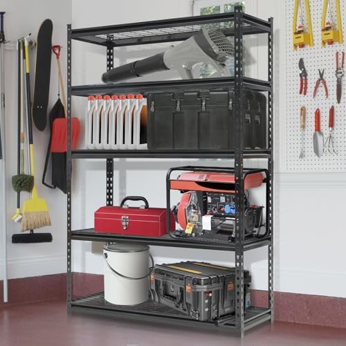 Heavy Duty 5-Tier Shelving Unit, 2500 LBS Capacity Storage Shelves for Garage Kitchen Pantry, Metal Adjustable Shelving for Basement Bathroom Laundry, 47" L x 18" W x 71" H - Image 2