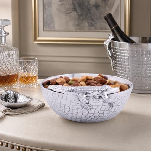 Arthur Court Alligator 6-Inch Aluminum Bowl - Unique Gator Skin Pattern Serveware for Snacks and Condiments - Image 3