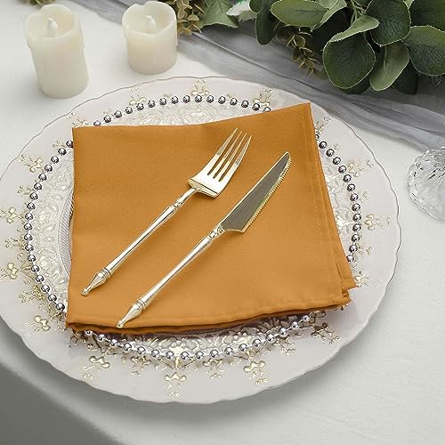 50 pcs 17-Inch Gold Polyester Table Napkins Reusable Washable Wedding Party Dinner Linens Tableware Supplies - Image 6