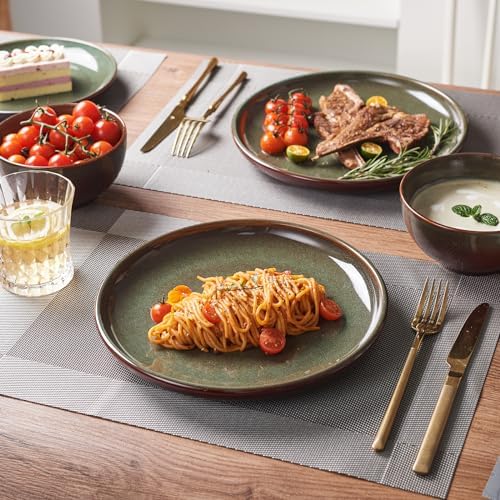 Pokini Stoneware Dinnerware Sets for 4, 12pcs Plates and Bowls Sets Dishes - Image 6