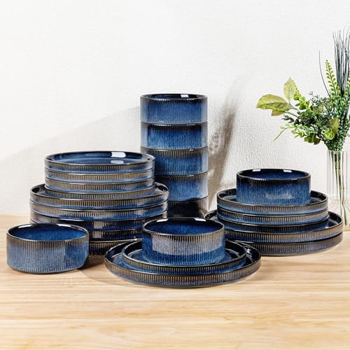 TheTerra Ceramic Dinnerware Set for 8, 24-Piece Plates and Bowls Set by TheTerra
