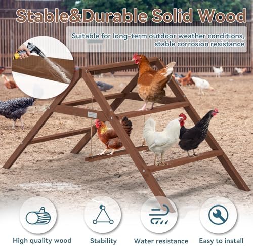 PETSFIT Roosting Bars for Coop Accessories, Chicken Perches with Swing are Perfect for 10-12 Chickens,Wooden Chicken Ladder for Pet's Healthy & Happy,Easy to Assemble&Clean - Image 4