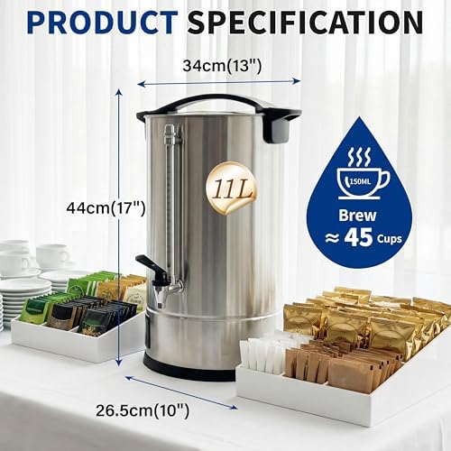 11L (45 Cups) Hot Water Dispenser Urn, Commercial Hot Water Boiler - Image 2