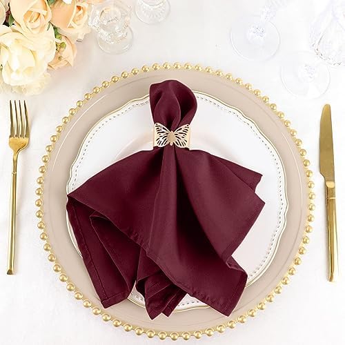20 pcs 17-Inch Burgundy Polyester Table Napkins Reusable Washable Wedding Party Dinner Linens Tableware Supplies - Image 5