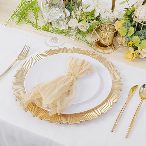 LIYH 8 Pcs Heavy Duty Gold Charger Plates for Wedding & Party, 13 Inch - Image 4