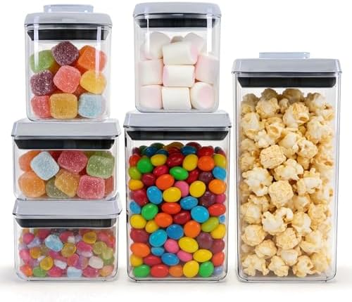 Pop Push Button Airtight Food Storage Containers 6 Set by MiraFureBrand