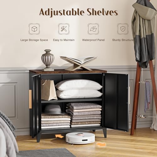 Letaya Metal Storage Cabinet with Doors, Small Kitchen Office Credenza - Image 5