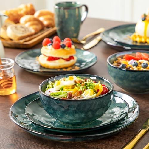 vancasso Starry 16 Pcs Dinnerware Set for 4, Handmade Reactive Glaze, Green - Image 4