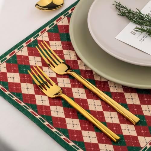 Alata Cube Gold 20-Piece Forged Stainless Steel Mirror Flatware Set for 4 - Image 6