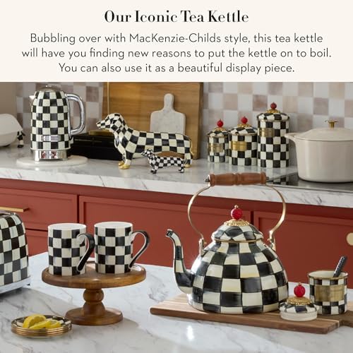 MACKENZIE-CHILDS Tea Kettle, 3 Quarts, Black-and-White Courtly Check - Image 2