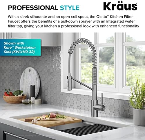KRAUS Oletto 2-in-1 Commercial Style Pull-Down Single Handle Water Filter Kitchen Faucet for Reverse Osmosis or Water Filtration System in Spot-Free Stainless Steel, KFF-2631SFS - Image 4