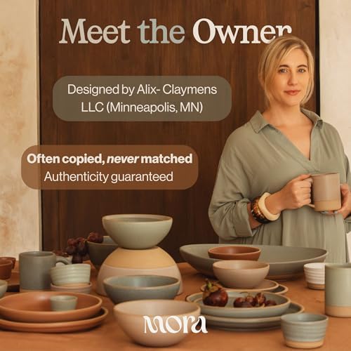 MORA Mega and Giant Serving Dishes Set of 2, 16 inch and 14 inch Ceramic Pottery Oval Platters - Microwave, Oven and Dishwasher Safe - Peppercorn & Toasted Terracotta - Image 3