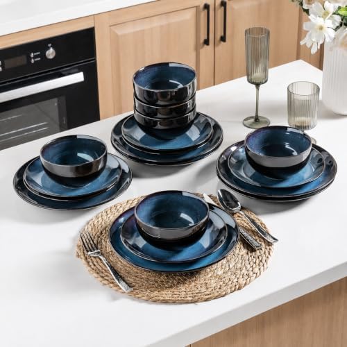 LeRatio Ceramic Dinnerware Sets for 4,12Pcs Porcelain Plates and Bowls Set - Image 4