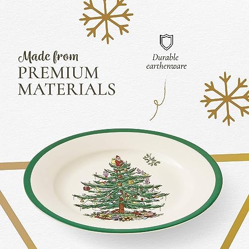 Spode Christmas Tree 7.25" Salad Plates Set of 4 | Stoneware - Dishwasher, Microwave, Freezer Safe | Holiday Dinnerware Décor - Gifting Ideas, Gathering Serveware - Appetizer Dessert Dishes - Image 5