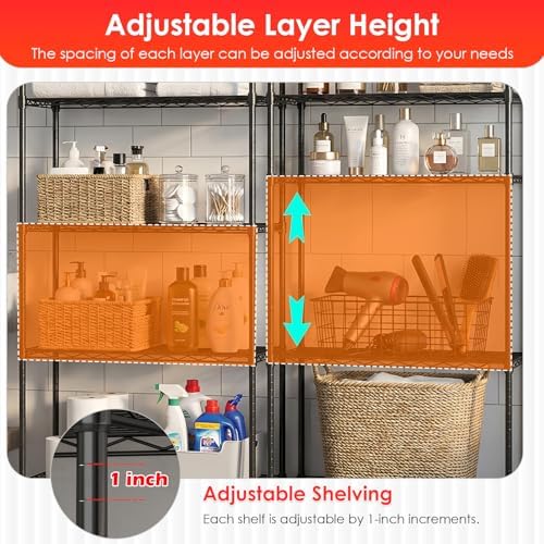 BestOffice | 5-Tier Wire Shelf | 14" x 24" x 60" | Black - Image 5