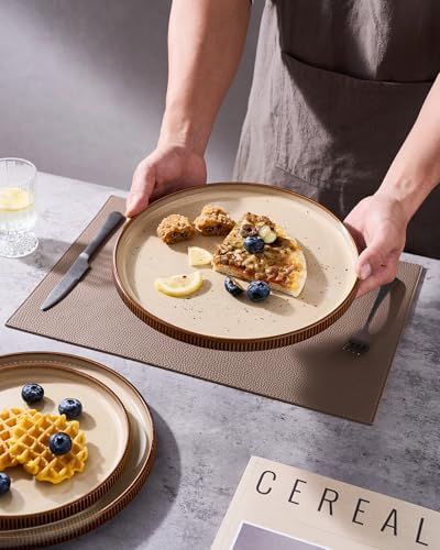 famiware Star 10/8 inches Dinner Plates Set for 6, French Toast - Image 2