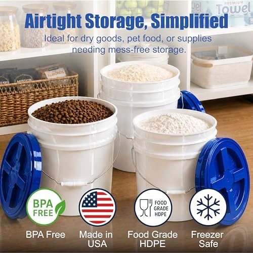 ePackageSupply 3.5 Gallon Bucket, Food-Grade w/Lid, BPA-Free, Blue, 6 Packs - Image 2