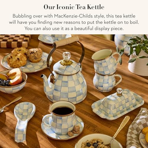 MACKENZIE-CHILDS Tea Kettle, 2 Quarts, Light-Blue-and-White Sky Check - Image 2