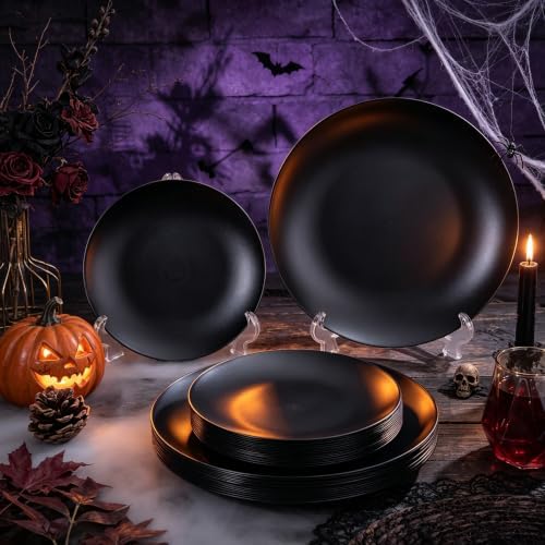 ejonirinjonir 80pcs Heavy-Duty Black Dessert Plates for Party 7.5 Inch - Image 4