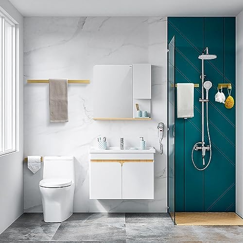 4-Piece Modern Gold Bathroom Hardware Accessories Set - Towel Bar & Holder, Stainless Steel, Wall Mounted, 23.6 Inch - Image 7
