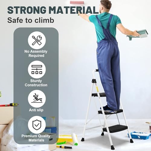 SocTone 3 Step Ladder, Step Stools for Adults, 500lbs Capacity - Image 2