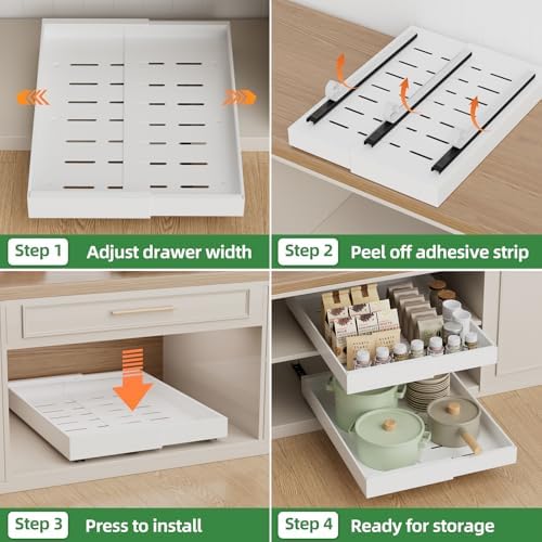 PAKETA 4 Pack Expandable Pull Out Cabinet Organizer,21" Deep - Image 6