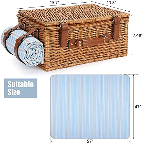 HappyPicnic Wicker Picnic Basket Set for 2 Persons with Cooler & Blanket - Image 6