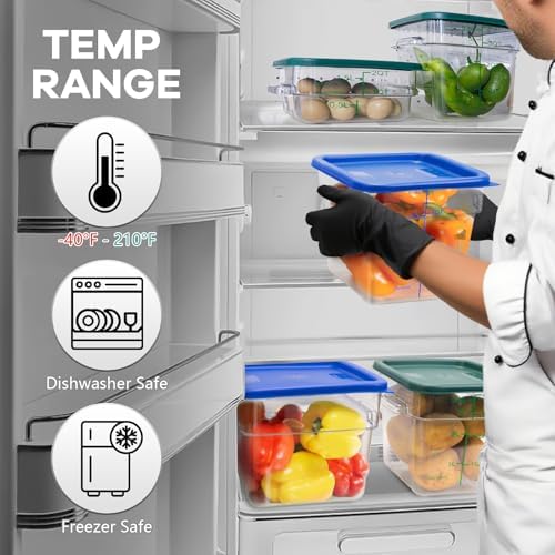 4 Pack Food Storage Containers with Blue Lids, 6.0 Qt - Square, Clear, Polycarbonate, for Restaurant Commercial Kitchen and Home party - Image 5