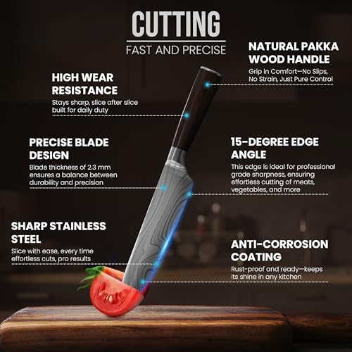 Japanese Kitchen Knife Set with Bag, 20-Piece Professional Chef Knife Set, High Carbon Stainless Steel Knives, Travel Case and Cutting Board, Complete Cooking Set - Image 5