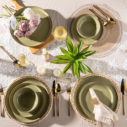 AmorArc Dinnerware Sets for 4, 12 Pieces Ceramic Plates and Bowls Set - Image 6