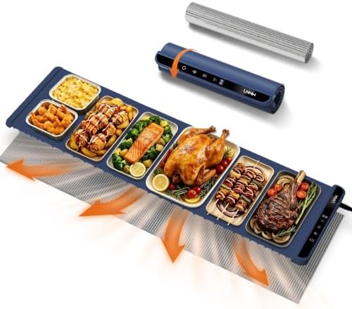 Warming Mat for Food, 46x15 Inch, Dark Blue, Fast Heat, Child Lock by LNNIWHome