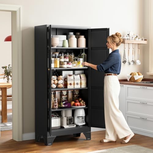 71" Kitchen Pantry Storage Cabinet Tall Steel Cabinet Metal Storage Cabinet - Image 2