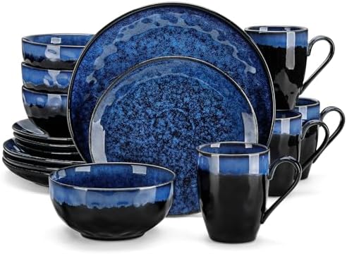 vancasso Starry 16 Pcs Dinnerware Set for 4, Handmade Reactive Glaze, Blue by vancasso