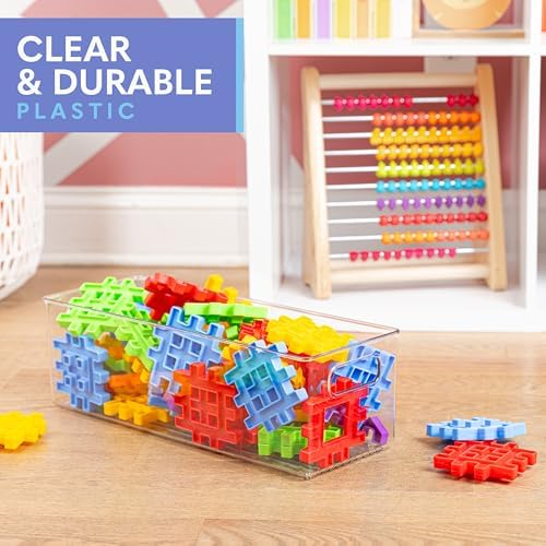 Plastic Food Storage 4 Pack Clear Container Bin with Handles for Organizing Kitchen, Pantry, Fridge, Freezer, Pantry, Bathroom. 14"x6"5" - Image 6
