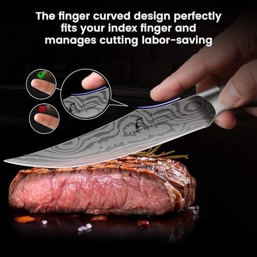 CoquusAid Steak Knives Set of 6, Non Serrated Dinner Knives with Rest - Image 3