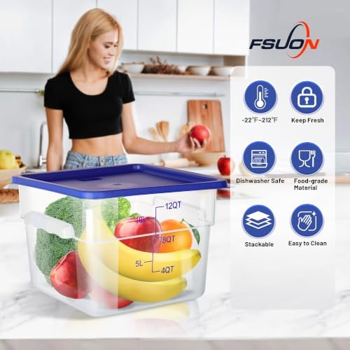 4 Pack 12 Qt Square Polycarbonate Food Storage Containers with Lids - Image 5