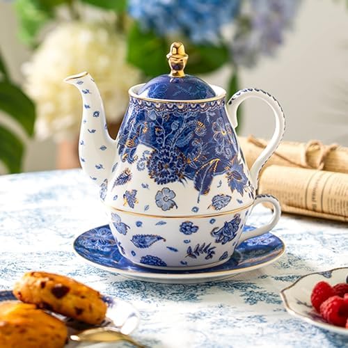 KAMMAK Tea for One Set, Ceramic Teapot, Bone China Tea Set, Cup and Saucer - Image 5
