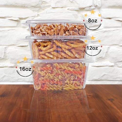 16oz RPET Clear Hinged Lid Deli Container - 200Pcs - Image 5